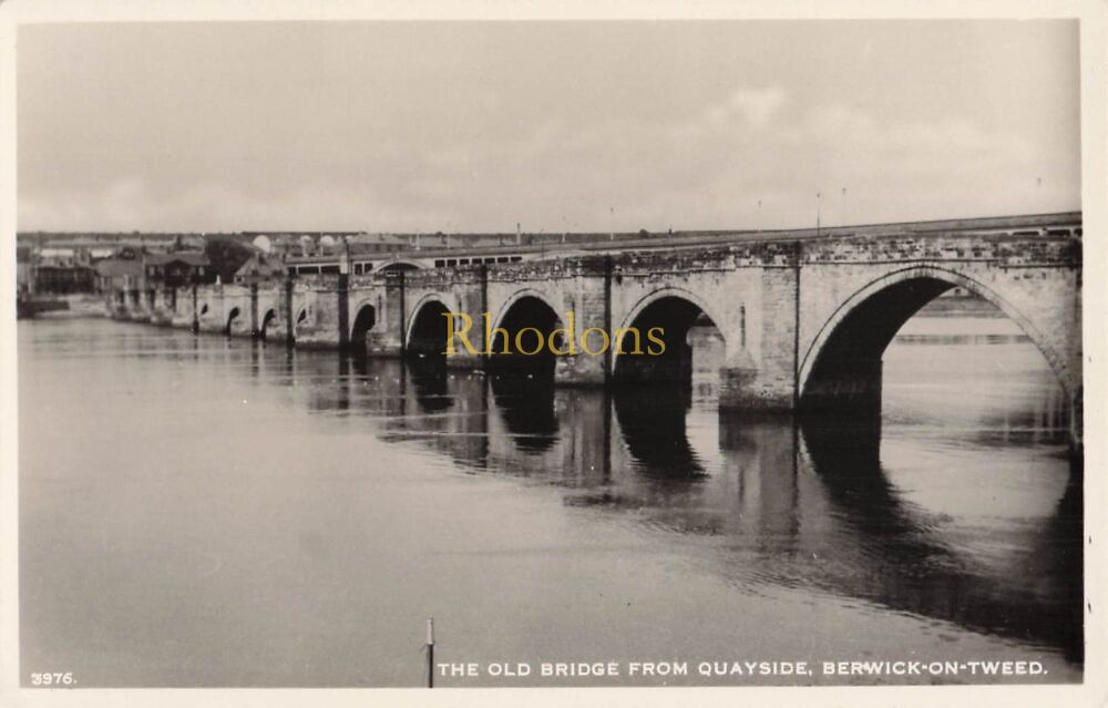 Northumberland Postcard-Berwick on Tweed-The Old Bridge From Quayside-A R Edwards & Son, Selkirk, Scotland RPPC