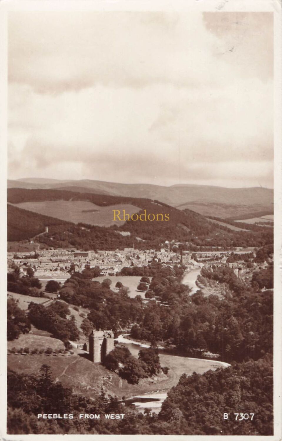 Scotland Postcard-Peebles From West-1950s Real Photo View-Valentines Series