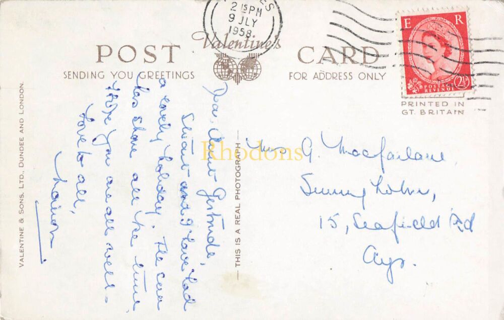 Scotland Postcard-Peebles From West-1950s Real Photo View-Valentines Series