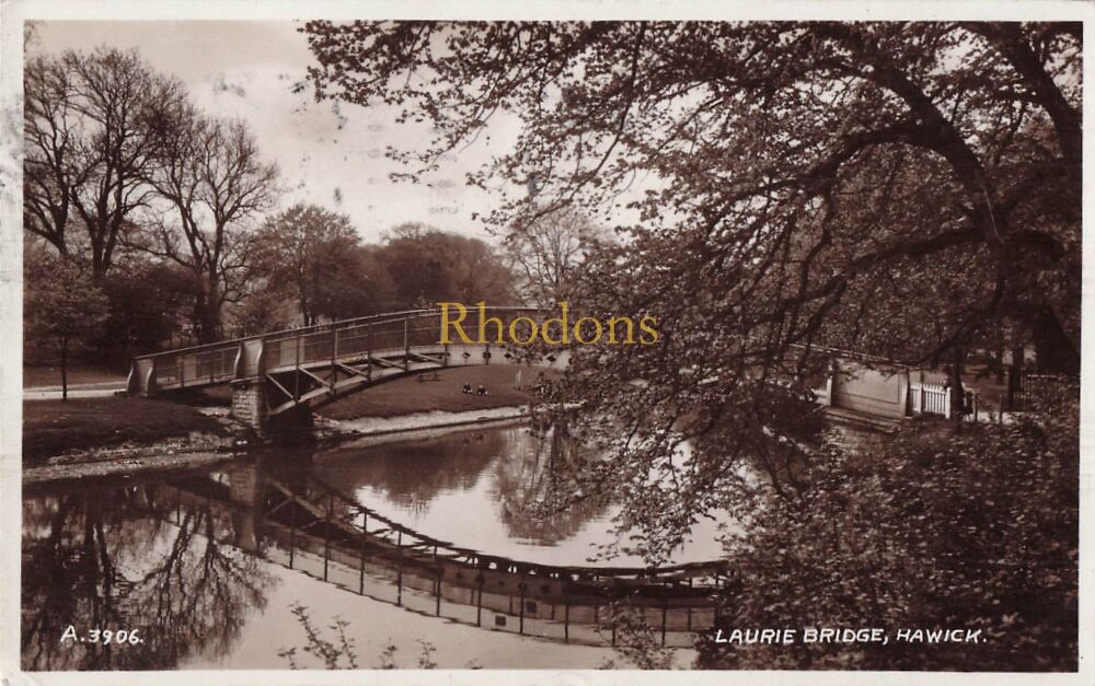 Scotland Postcard-Laurie Bridge, Hawick-1940s Valentines Real Photo View A.3906
