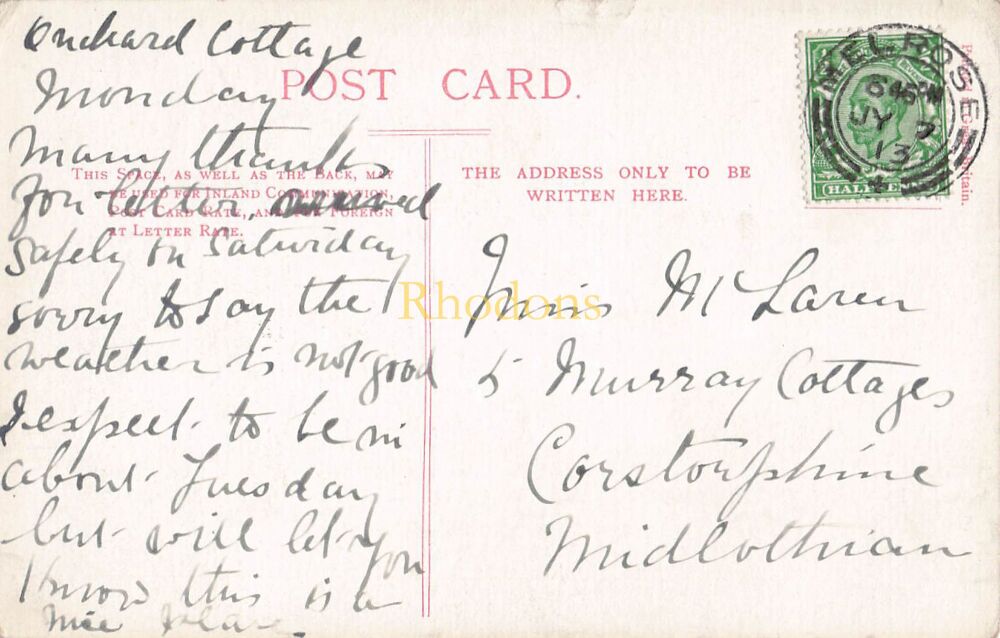 Scotland Postcard-Melrose And Valley Of The Tweed-Early 1900s Andrew Young, Burntisland Publication