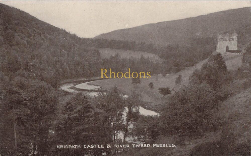 Scotland Postcard-Neidpath Castle and River Tweed, Peebles-J M Caledonia Series-Early 1900s