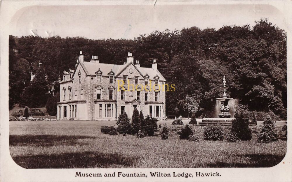 Scotland Postcard-Museum and Fountain, Wilton Lodge, Hawick, Scottish Borders-Early 1900s J M Caledonia Series