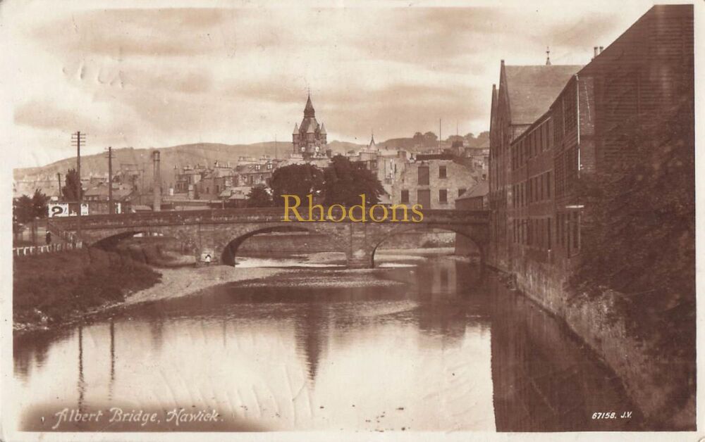 Scotland Postcard-Albert Bridge, Hawick, Scottish Borders-Early 1900s Photo View