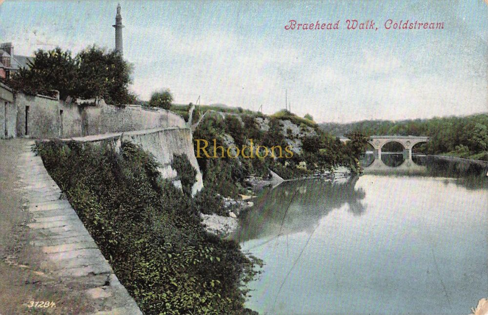 Scotland Postcards-Braehead Walk, Coldstream, Scottish Borders-Double Circle Postmark September 1 1906