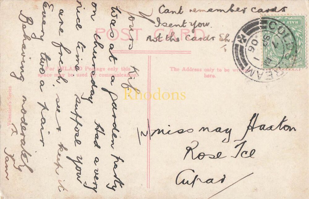 Scotland Postcards-Braehead Walk, Coldstream, Scottish Borders-Double Circle Postmark September 1 1906