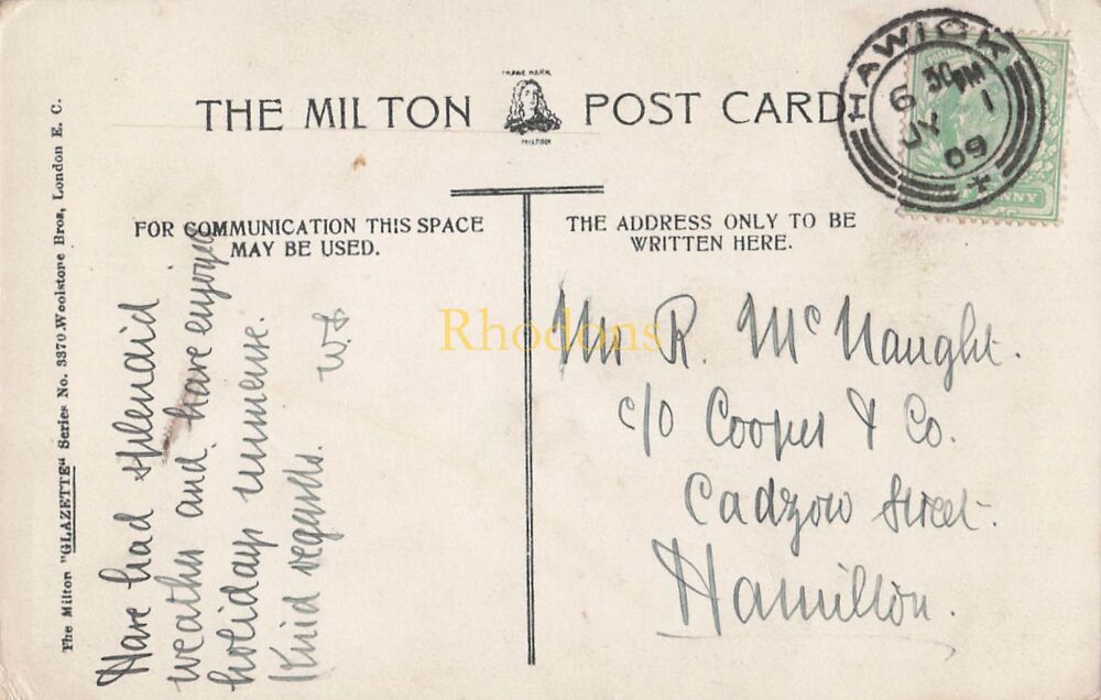 Scotland Postcard-Denholm Dean, Scottish Borders-Early 1900s Milton Glazette Series