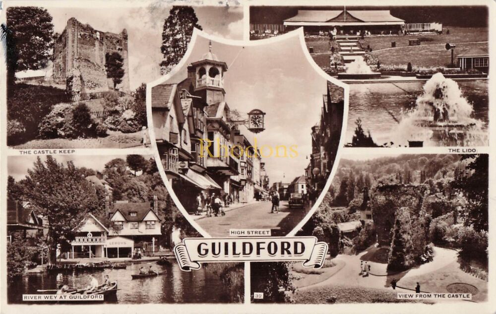 Surrey Postcard-Guildford-1950s Multiview Real Photo PC