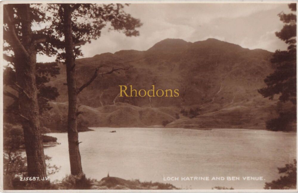 Scotland Postcard-Loch Katrine and Ben Venue-1940s Valentines Real Photo | CROPP Family, Bosham, Sussex