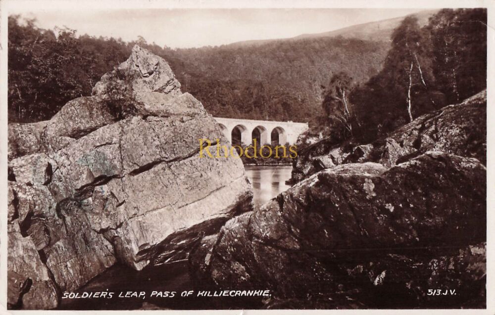 Scotland Postcard-Soldiers Leap, Pass of Killiecrankie, Perthshire-Valentines RPPC, 1950s