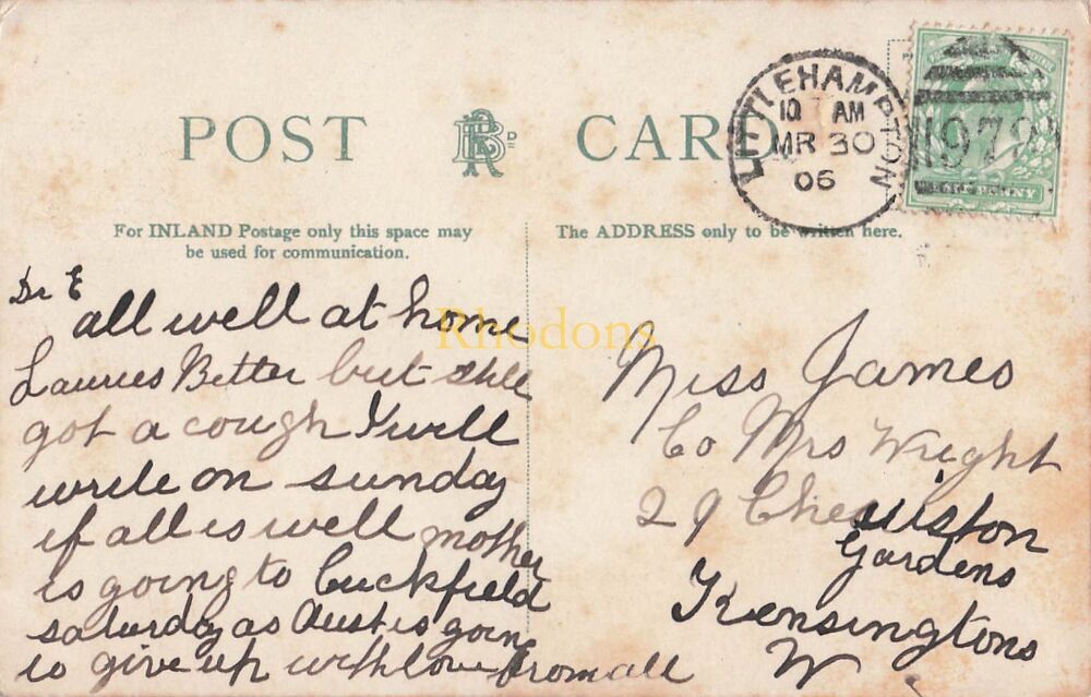 Sussex Postcard-Arundel-Swanbourne Lake And The Castle | Littlehampton Duplex 1978 Postmark March 1906