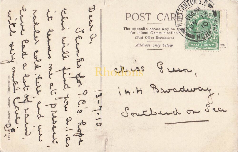 Norfolk Postcard-Hunstanton Lighthouse Through Ruins-Early 1900s, Local Publisher