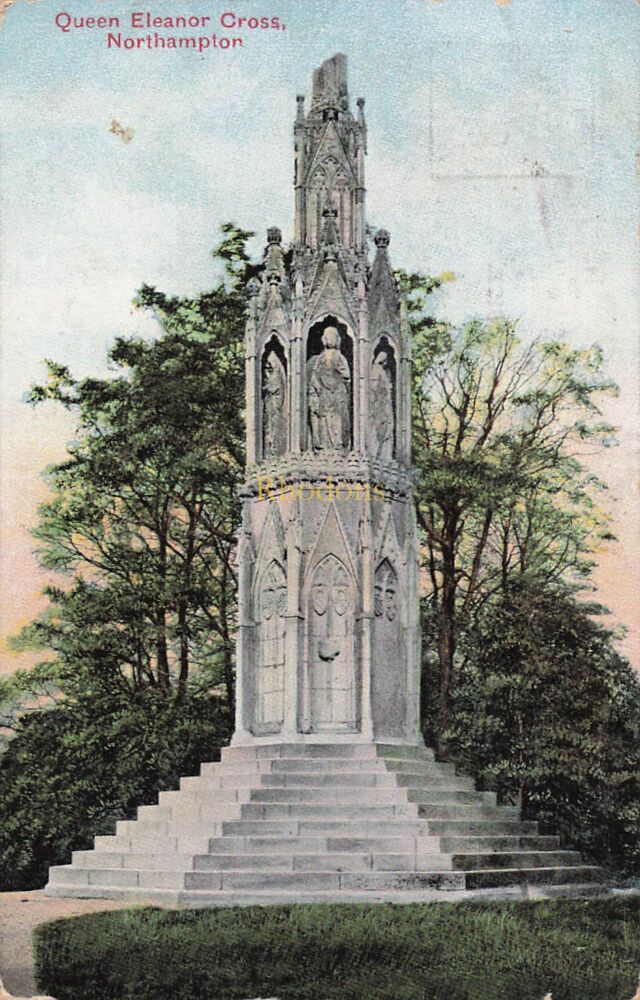 Northamptonshire Postcard-Queen Eleanor Cross Northampton-Edwardian Photo View-Valentines Series