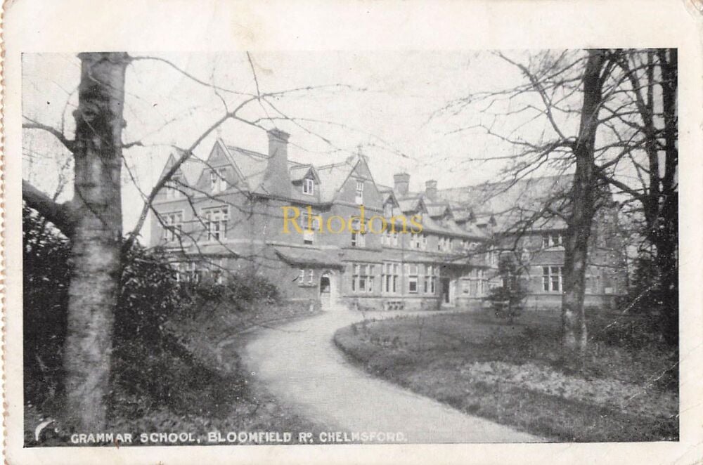 Essex Postcard-Grammar School, Bloomfield Road, Chelmsford-Early 1900s PC- Danbury Button Postmark September 1910