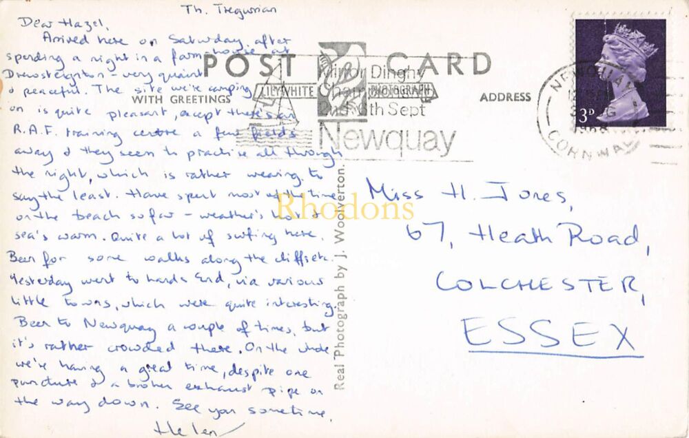 Cornwall Postcard-Watergate Bay-Real Photo View By J Woolverton