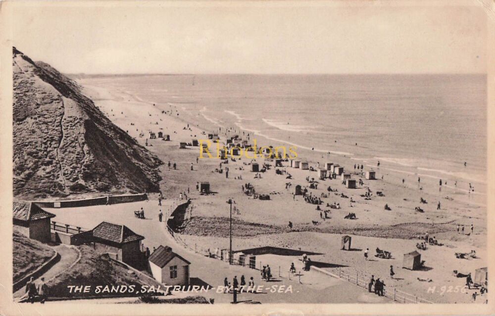 Yorkshire Postcard-The Sands, Saltburn By The Sea, Yorks.-Valentines Sepiatype Series, 1950s
