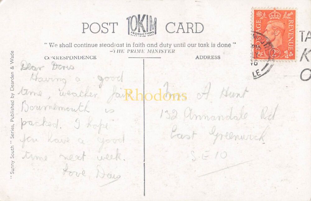 Dorset Postcard-Pavilion Rockery, Bournemouth-1940s Photo View-Tokim Productions, Dearden & Wade