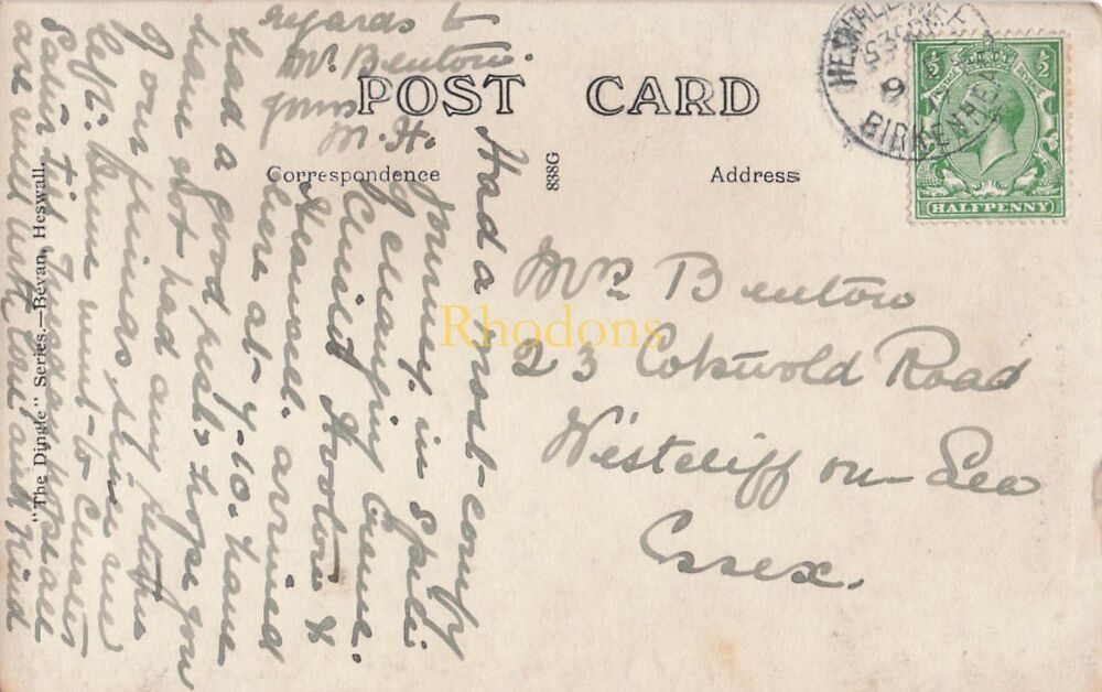 Cheshire Postcard-The Sands O'Dee Heswall-Early 1900s Dingle Series By Bevan Heswall
