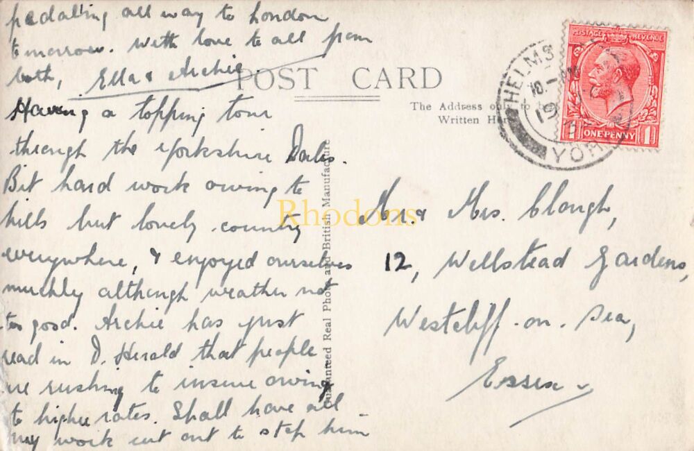 Yorkshire Postcard-High Kisdon Foss, Keld, Yorks. 1930s RP By J Waggett, Keld
