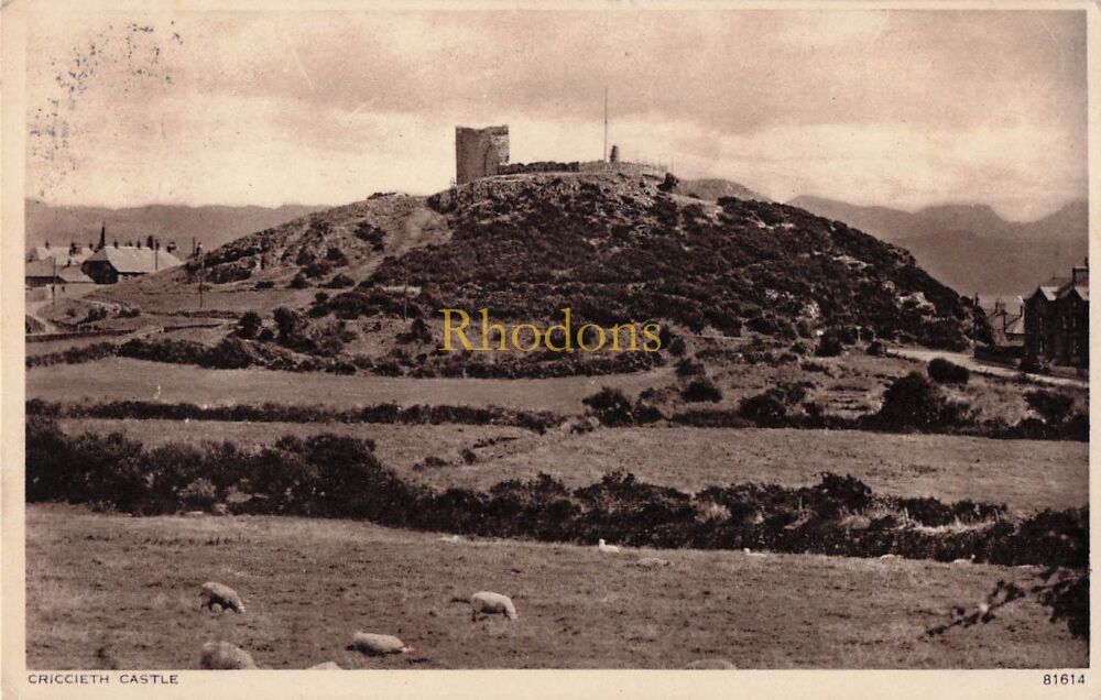 Wales Postcard-Criccieth Castle Gwynedd- 1930s Photochrom PC