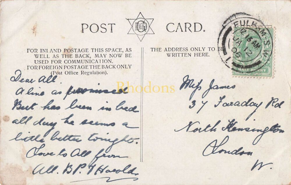 Genealogy Postcard-Miss JAMES, North Kensington London, 1906 | London Bridge After 1904 Widening