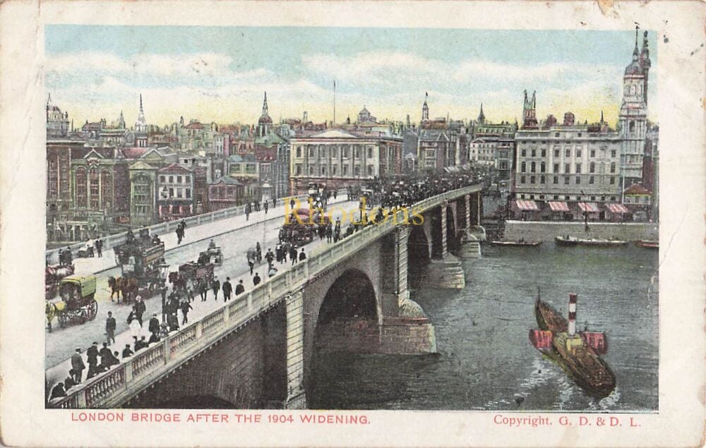 Genealogy Postcard-Miss JAMES, North Kensington London, 1906 | London Bridge After 1904 Widening