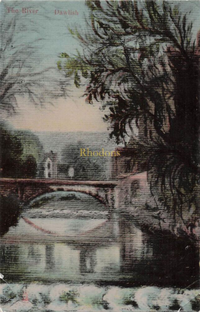 Devon Postcard-The River, Dawlish-Edwardian Era Milton Glazette Series No 3030 PC | Miss A GREEN c/o Keddie & Sons Southend, Essex 1907