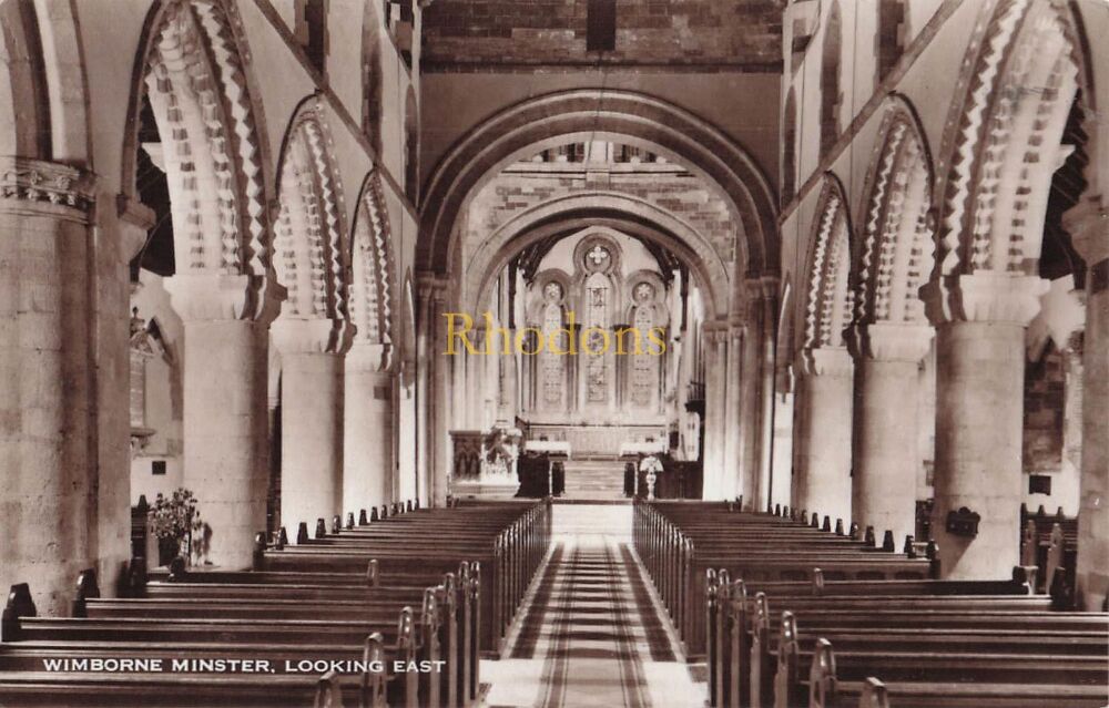 Dorset Postcard-Wimborne Minster Looking East-1960s Real Photo View