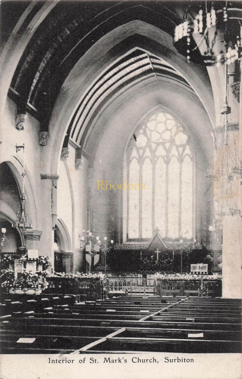 Surrey Postcard-St Marks Church, Surbiton-Interior View-Edwardian Photo PC 