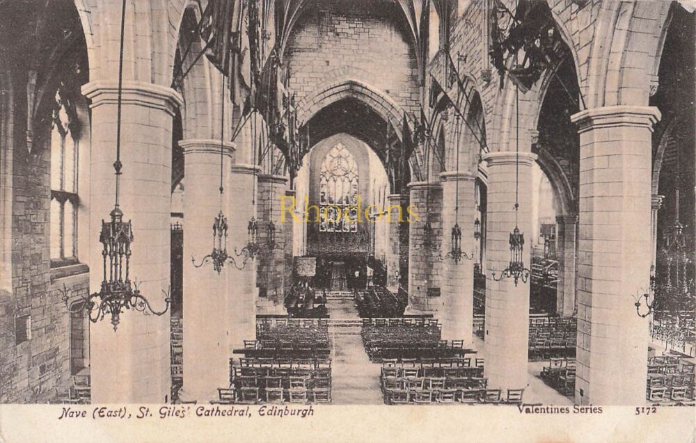 Scotland Postcard-St Giles Cathedral, Edinburgh-Nave, East-Early 1900s Valentines PC | Miss JAMES, Kensington, 1907