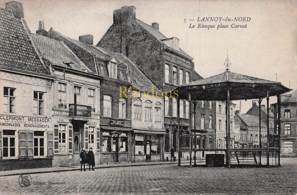 France Postcard-Lannoy du Nord-Le Kiosque Place Carnot-1920s Photo View | Miss BENTON, Westcliff on Sea, 1923