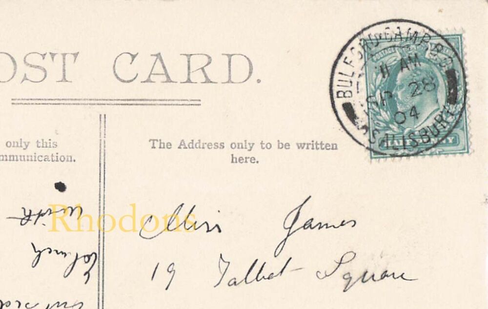 Wiltshire Postcard-Amesbury Church-Early 1900s Valentines Series-Bulford Camp Postmark 1904