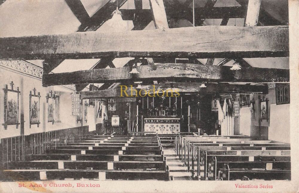 Derbyshire Postcard-St Anns Church, Buxton-Early 1900s Valentines | Miss JAMES, Hyde Park London 1904