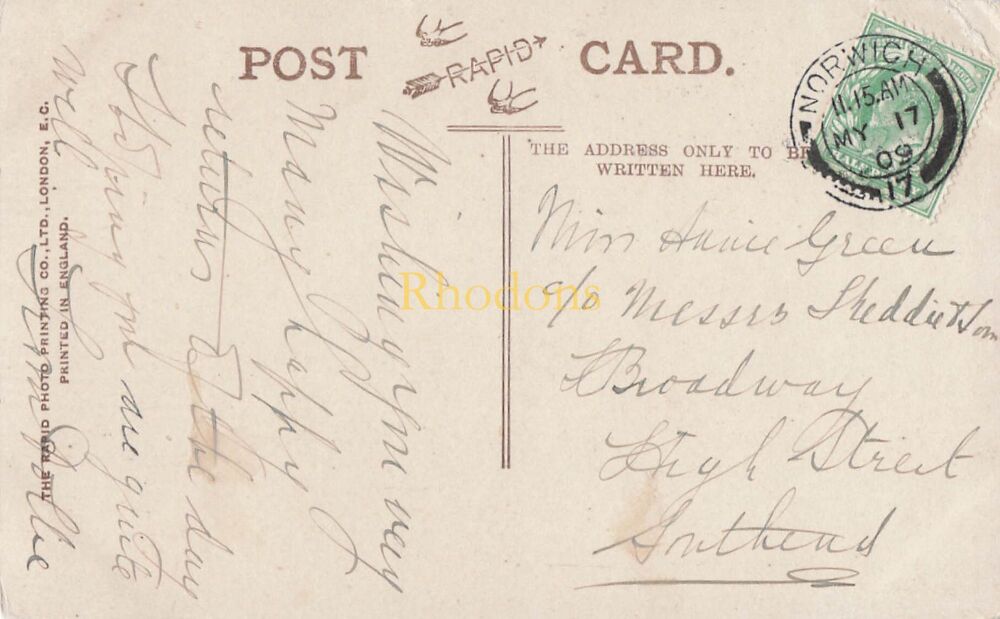 Photo Art Postcard-Early 1900s Photocard 'When The Storms Begin To Lower'-Rapid Photo Printing Co | Miss A GREEN / KEDDIES, 1909