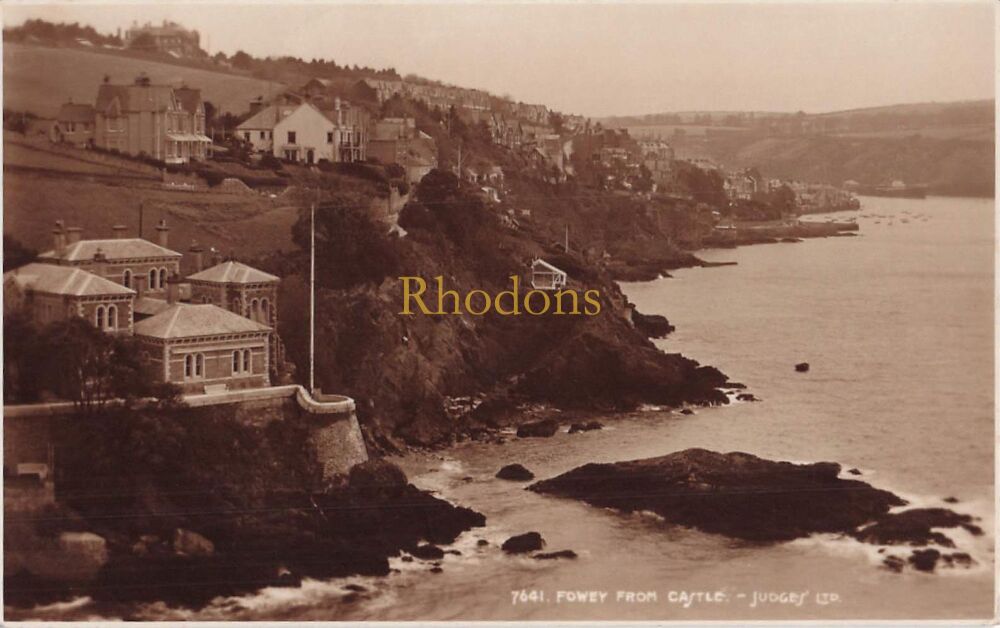 Cornwall Postcard-Fowey, View From Castle-1930s Judges PC With Postal History / Genealogy Interest