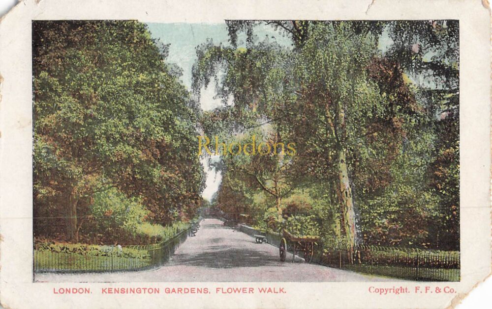 Genealogy Postcard-Mrs L LEACH, Queens Road, Chelmsford, Essex, 1905 | Kensington Gardens Flower Walk