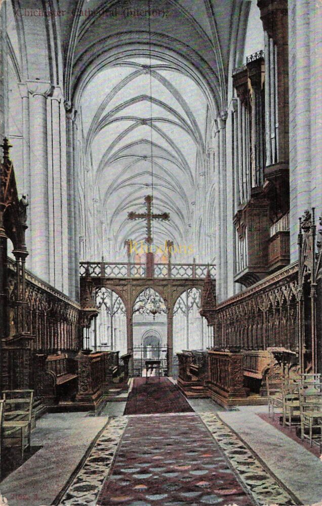 Genealogy Postcard-Family History-Miss JAMES, Talbot Square, London, 1905 | Chichester Cathedral Interior