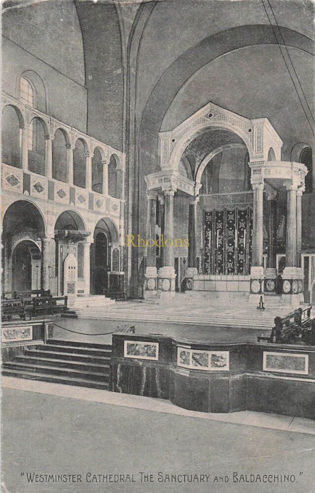 Genealogy Postcard-Family History-Miss WARD, Broadway, Southend on Sea, Essex 1908 | Westminster Cathederal, Sanctuary & Baldacchino