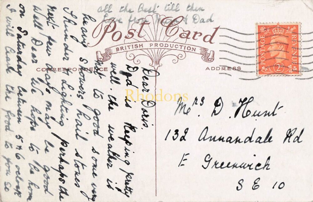 Genealogy Postcard-Mrs Doris HUNT, Annandale Road, Greenwich, London SE10 | Windosr Castle PC