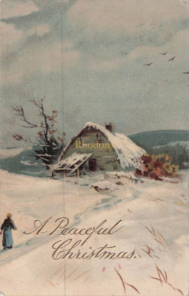 Genealogy Postcard-Mrs WOODHOUSE, Aspley, Huddersfield, 1908 | Edwardian Christmas Greetings PC, Stewart & Woolf