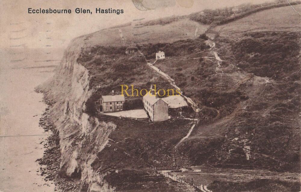 Genealogy Postcard-Miss M MARRIOT, Lewisham SE London, 1936 | Ecclesbourne Glen, Hastings, Sussex PC