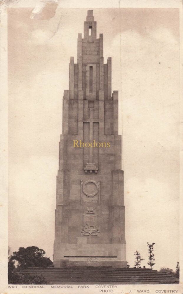 Genealogy Postcard-Mrs WOOD, Hamstead Marshal Newbury Berkshire 1927 | War Memorial Coventry, J J Ward PC