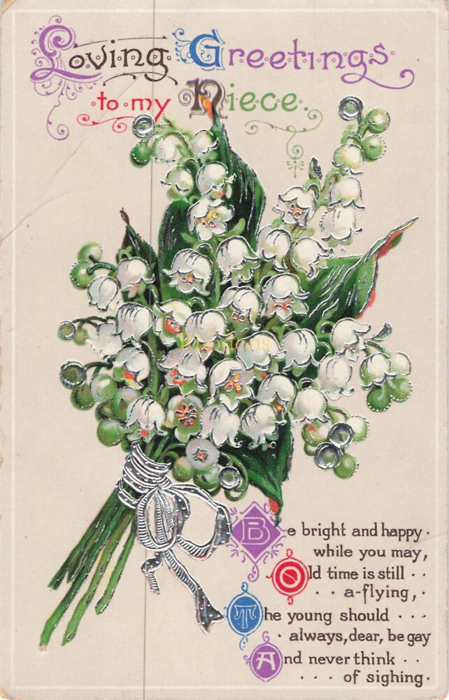 Genealogy Postcard-Miss Ella DOUBLEDAY Beaconsfield Road South Lowestoft 1914 | Greetings Card To My Neice