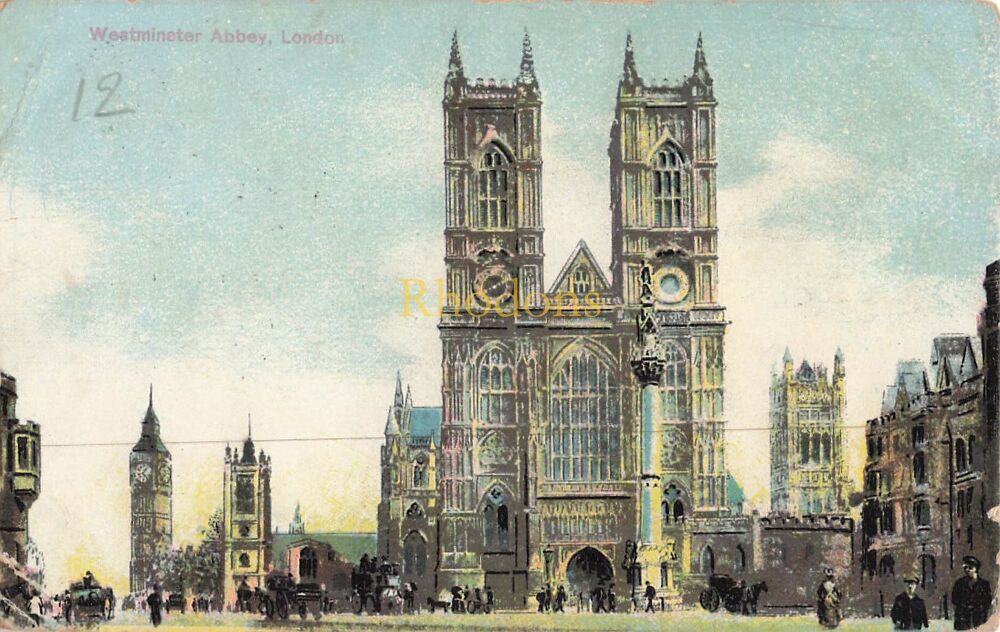 Genealogy Postcard-Mrs H GOODMAN, Brook Street, Luton 1905 | Westminster Abbey, London PC