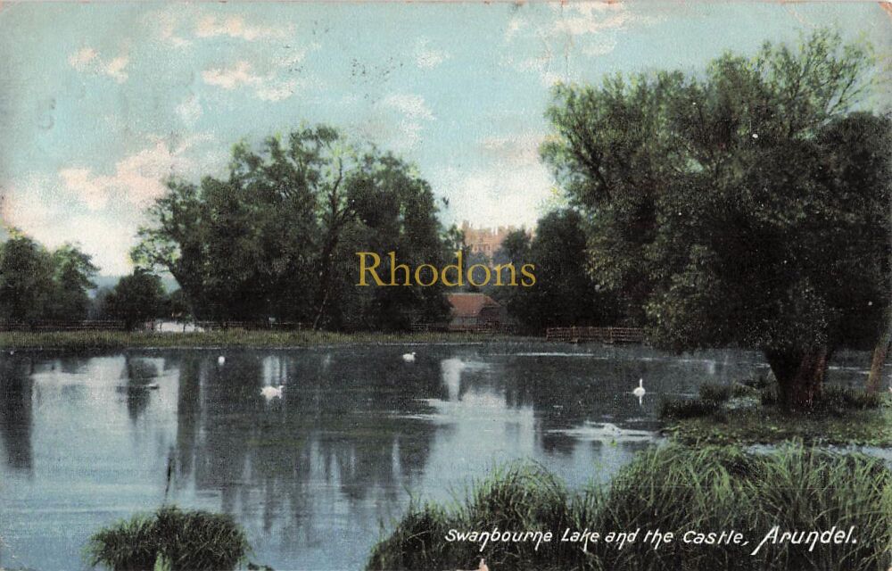 Genealogy Postcard-Corporal A NORTHEAST, M M Police, Gymnasium Barrack, Abbassia, Egypt 1908 | Swanbourne Lake and Castle Arundel PC