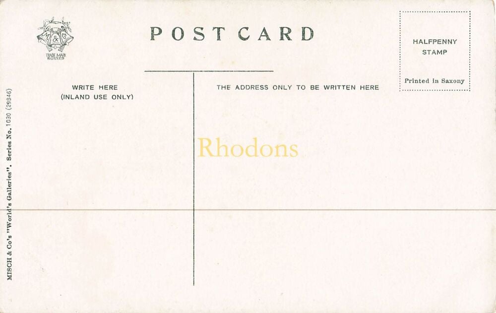 Art Postcard-The Virgin and Child-Ant Corregio. Vintage Misch & Co 'World Galleries' Series No 1030 (29846)