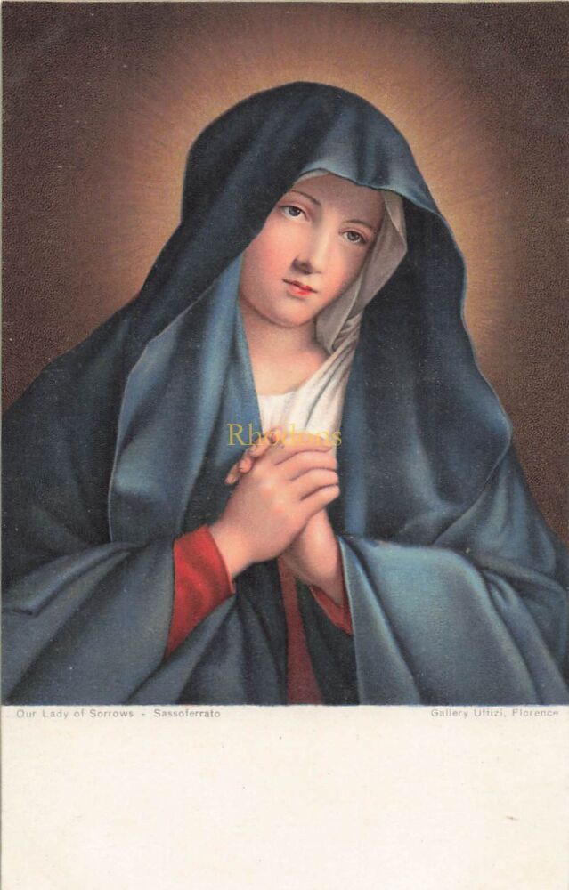Art Postcard-Our Lady of Sorrows - Sassoferrato. Gallery Uffizi, Florence. Vintage Misch & Stocks 'World Galleries' Series No 1030 (29842)