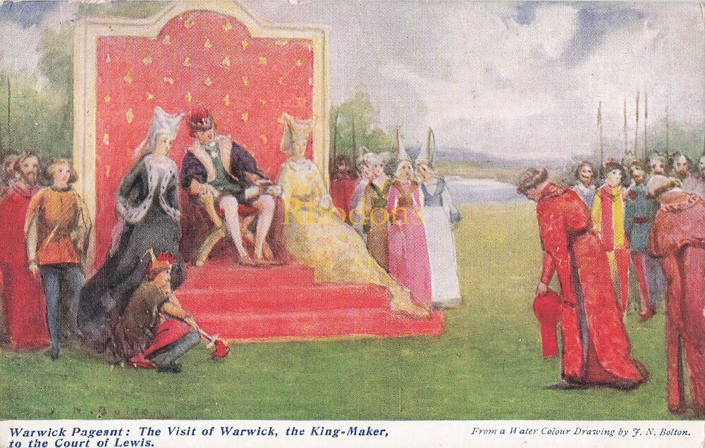 Warwick Pageant Postcard-The Visit of Warwick The King Maker-The Water Colour Post Card Co-Early 1900s | Miss Carly MILLER. Christchurch Road Norwich,