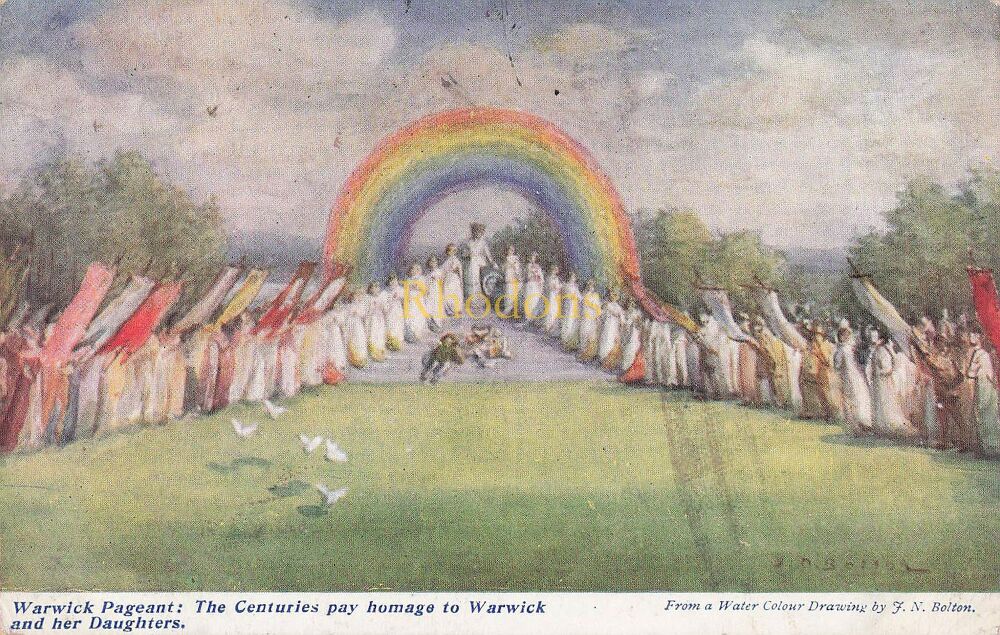 Warwick Pageant Postcard-The Centuries Pay Homage To Warwick and Her Daughters-The Water Colour Post Card Co-Early 1900s | Miss Carly MILLER. Christch