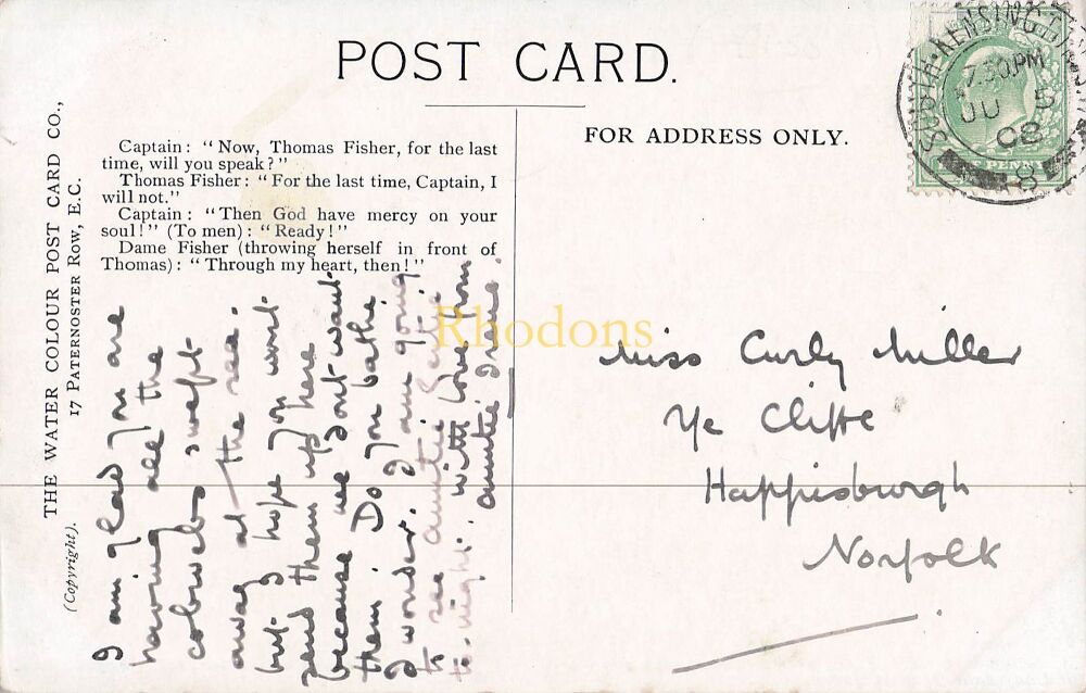 Warwick Pageant Postcard-Scene at the Proclamation of Lady Jane Grey as Queen-The Water Colour Post Card Co-Early 1900s PC | Miss Carly MILLER. Ye Cli